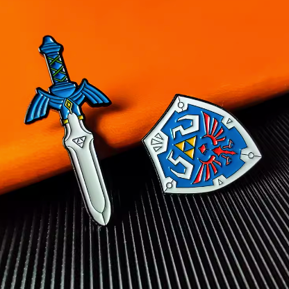 Zelda: Breath of the Wild Glow Pin Set Master Sword Glow Pin Heliar Shield Glow Pin Set of 2