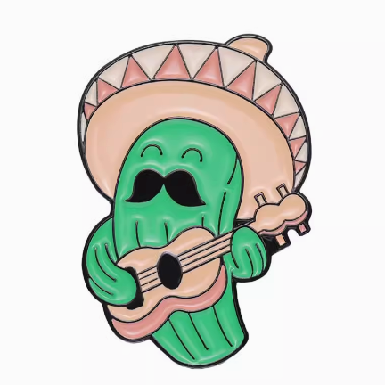 Cute Sing Cactus Pin Mexican Style Pin