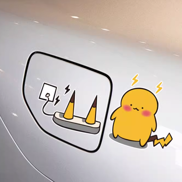 Pikachu Sticker Waterproof Car Sticker EV Sticker Pikachu Charging Car Sticker