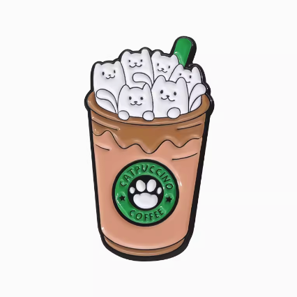 Cute Cat in Coffee Pin