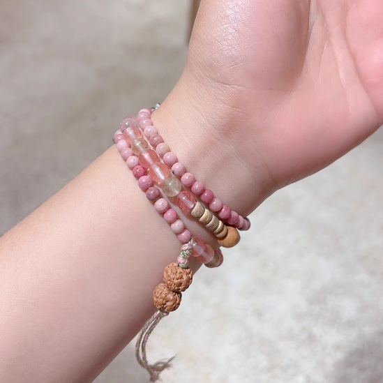 Asian Style Natural Pink Stone Beaded Bands for Apple Watch