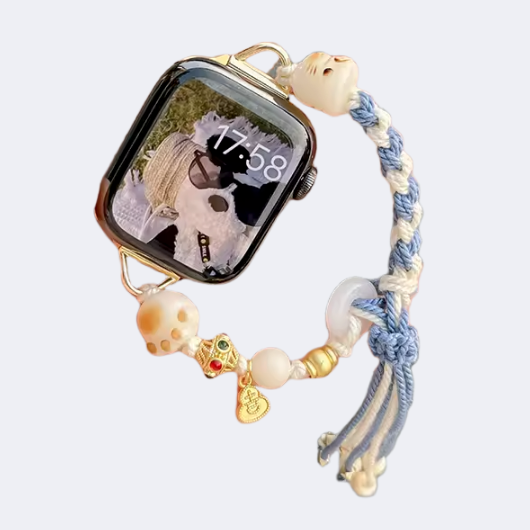 Asian Style Nylon Cat Paw Pendant Braid Tassel Bands for Apple Watch