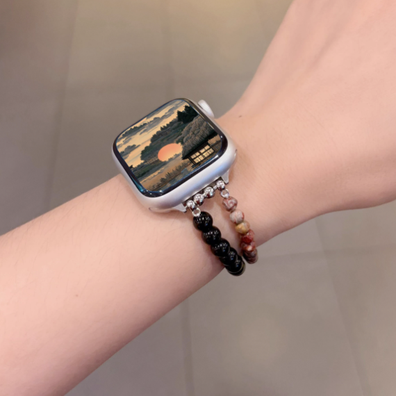 Asian Style Colorful Natural Stone Lucky Beaded Bands for Apple Watch