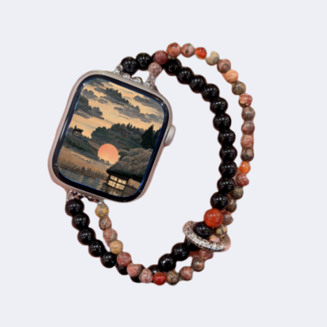 Asian Style Colorful Natural Stone Lucky Beaded Bands for Apple Watch