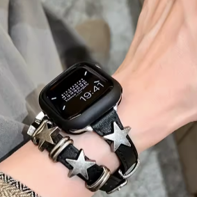 K Pop Star Black Leather Punk Twist Bands for Apple Watch