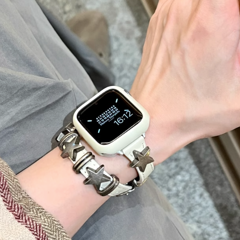 K Pop Star White Leather Punk Twist Bands for Apple Watch