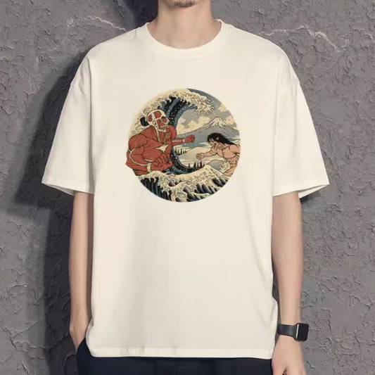 Attack on Titan The Great Wave off Kanagawa T Shirt White